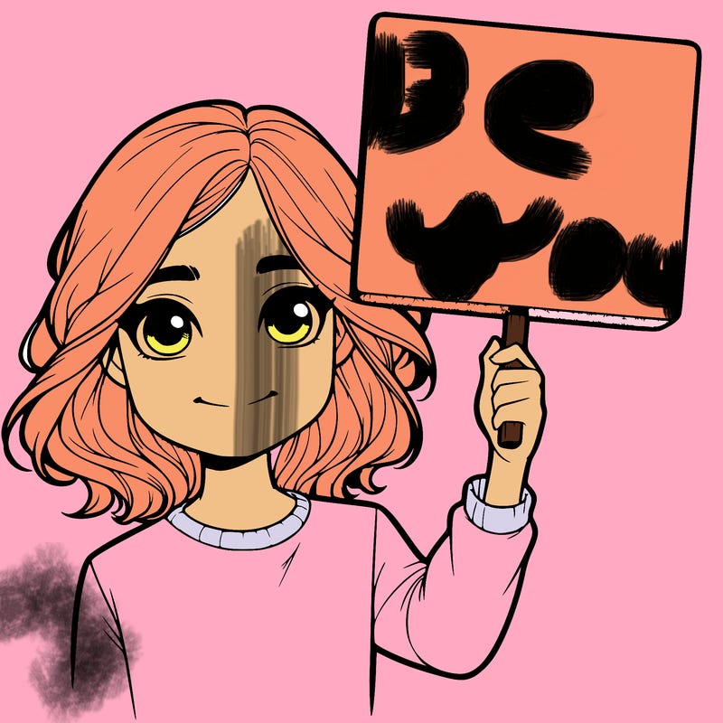 realistic girl holding up a sign