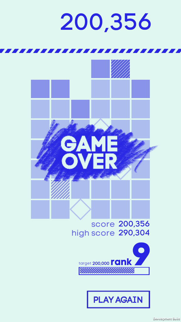 Antigrams - Antigrams game over screen displaying player score and rank 9