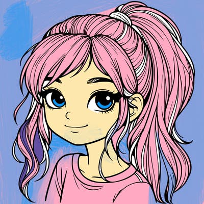 realistic girl with ponytail