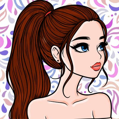 a beautiful and realistic girl with a high pony tail