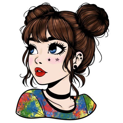 realistic girl with spacebuns