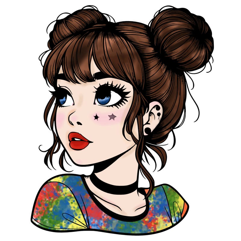 realistic girl with spacebuns