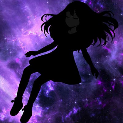 realistic girl floating