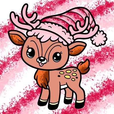 christmas reindeer with santa hat