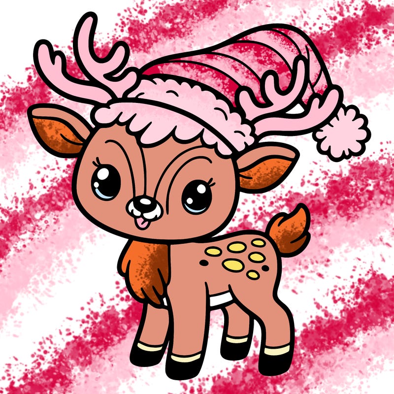 christmas reindeer with santa hat