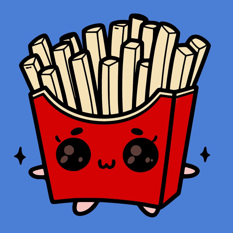 a cute. french fries