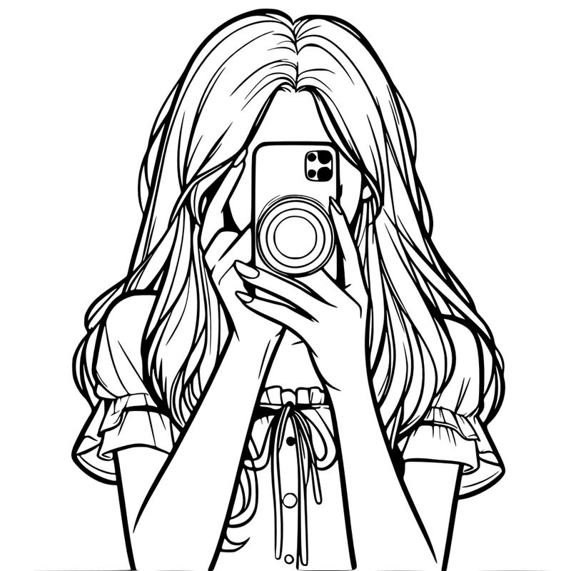 a realistic girl holding her phone taking pictures