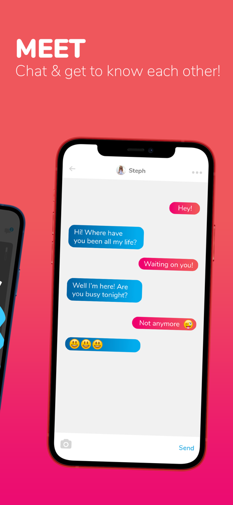 Una captura de pantalla de la aplicación Datefit que muestra una interfaz de chat con una conversación entre dos usuarios