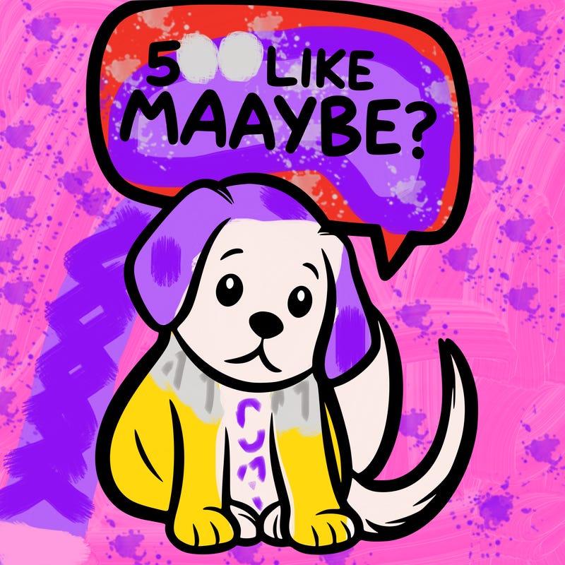 a puppy that says 5 like maybe