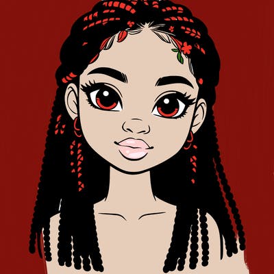 a realistic black girl with braids