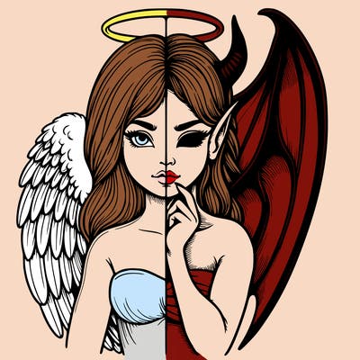 realistic angel half demon