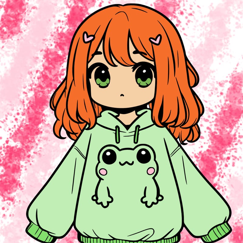girl wearing frogging sweatshirt