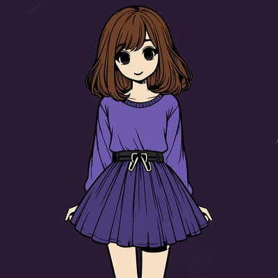 realistic girl with a skirt on