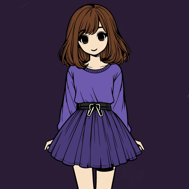 realistic girl with a skirt on