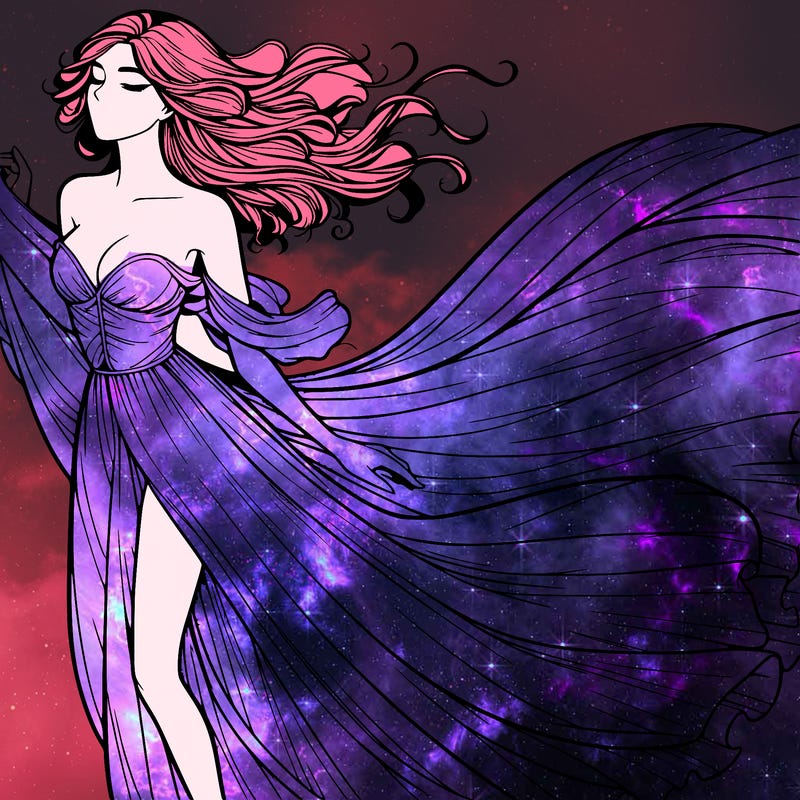 realistic woman in dress flowing the the wind