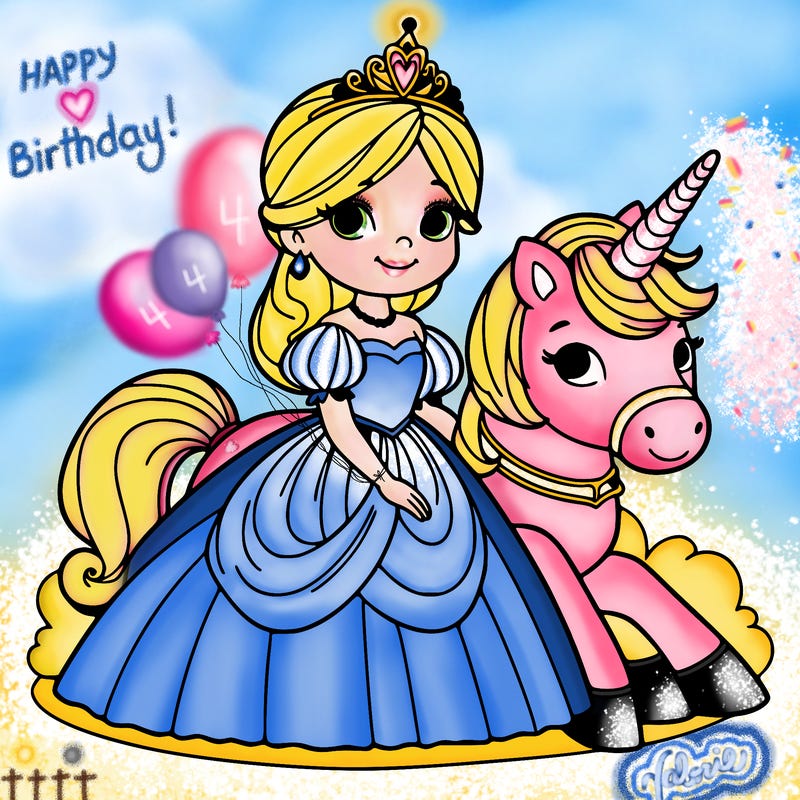 princess with a pet unicorn