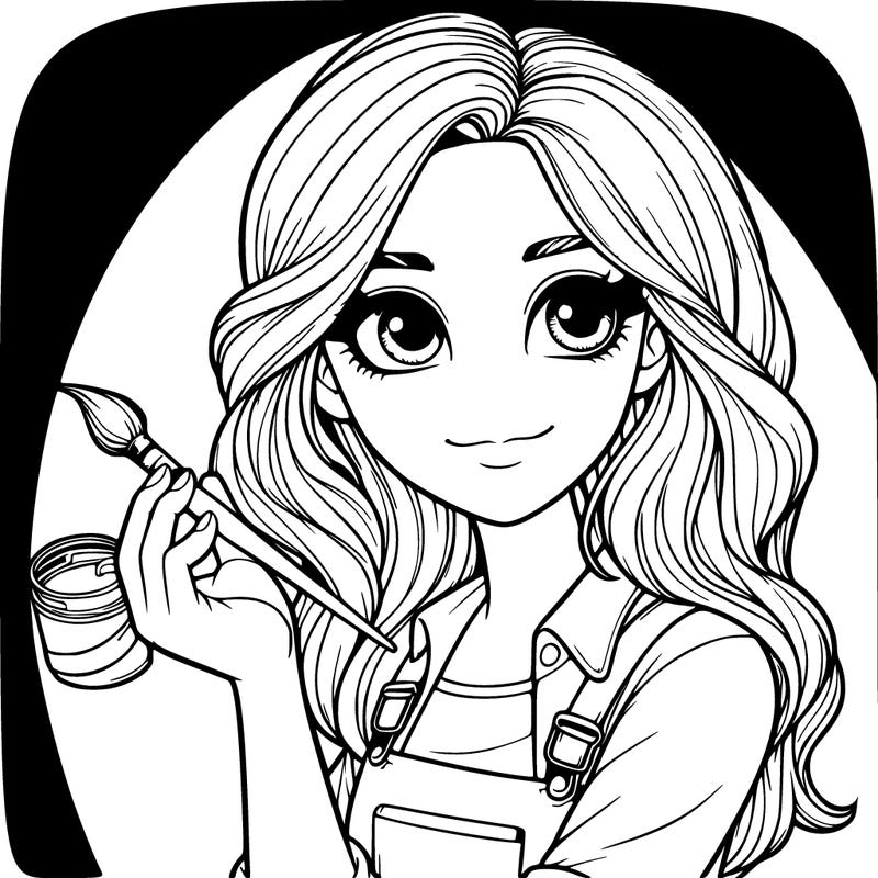 realistic girl with a paintbrush