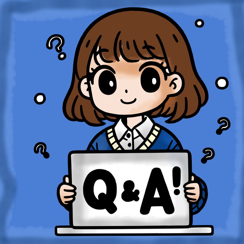 girl with short hair holding a sign that says “q&a!”