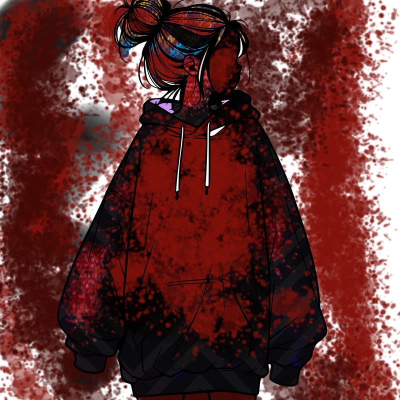realistic girl with a oversized sweatshirt on and a bun