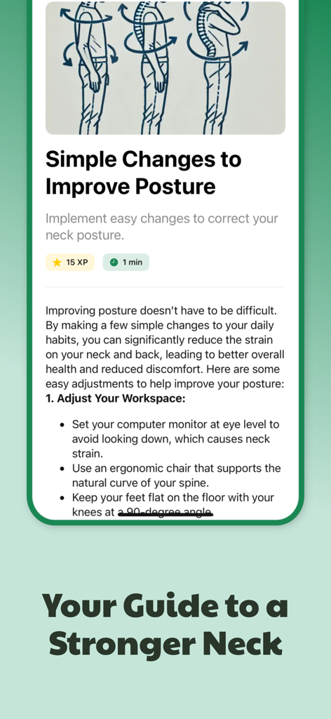 Necklo app guide for workspace ergonomics and neck posture improvement tips