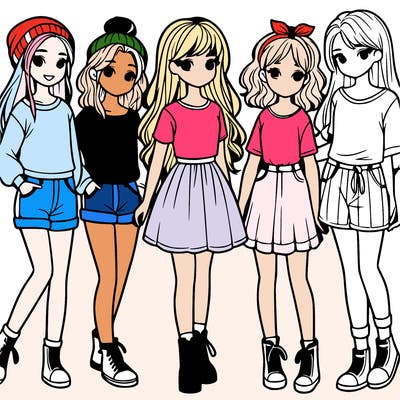 a group of five girls