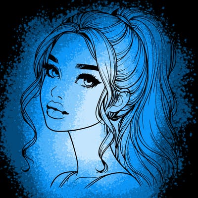 realistic girl with a ponytail on her hair and lips