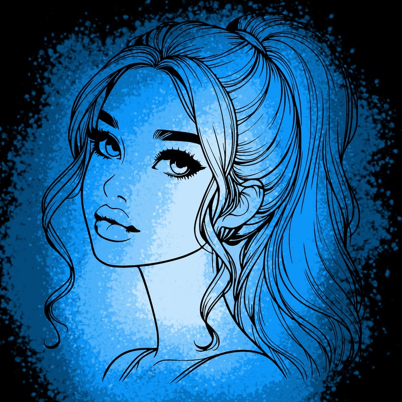 realistic girl with a ponytail on her hair and lips