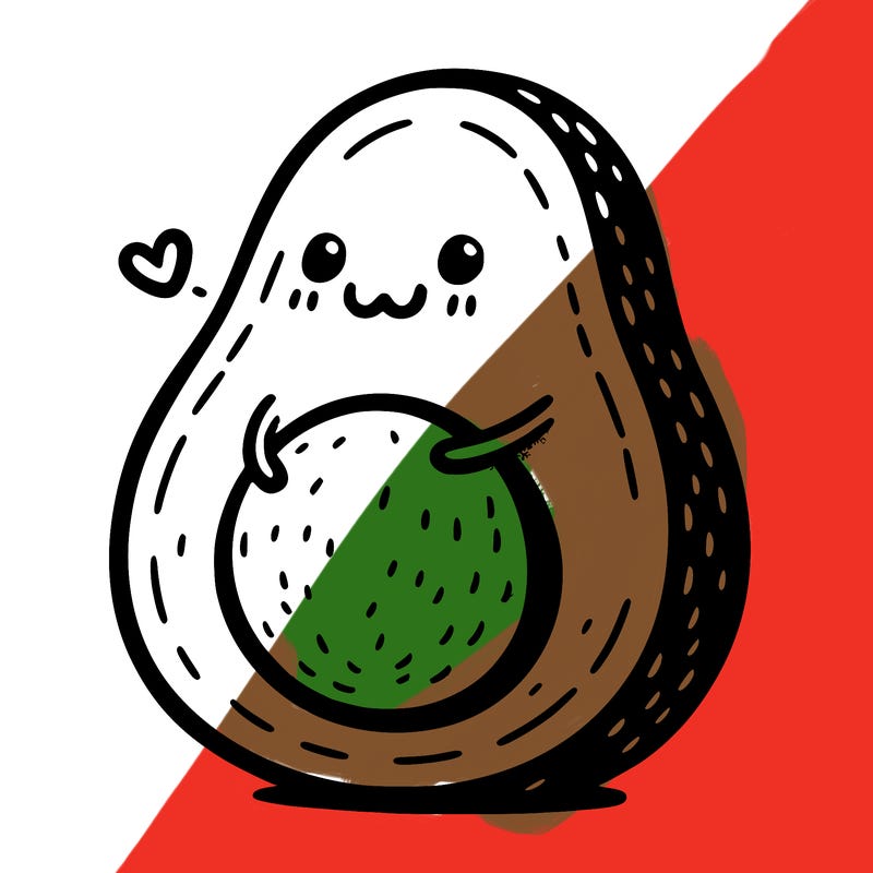 an avocado hugging an avocado