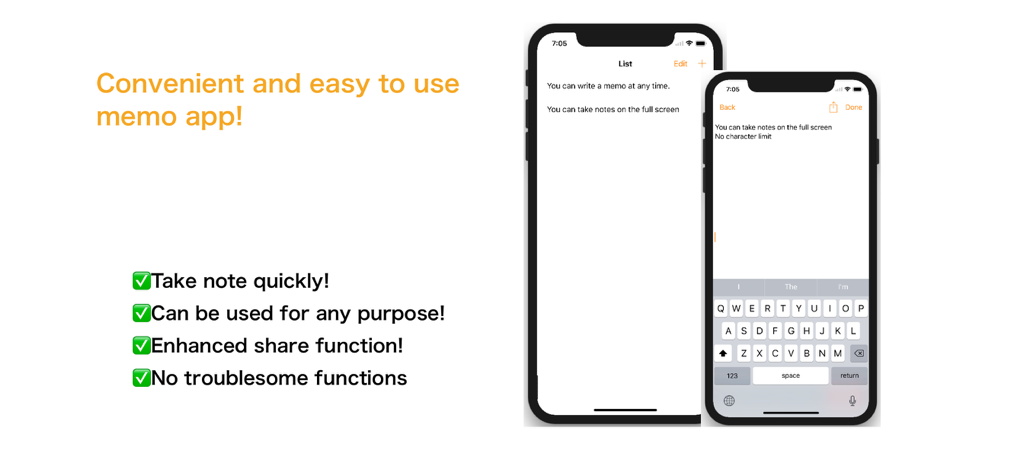 Notepad app interface featuring quick note taking and simple memo list