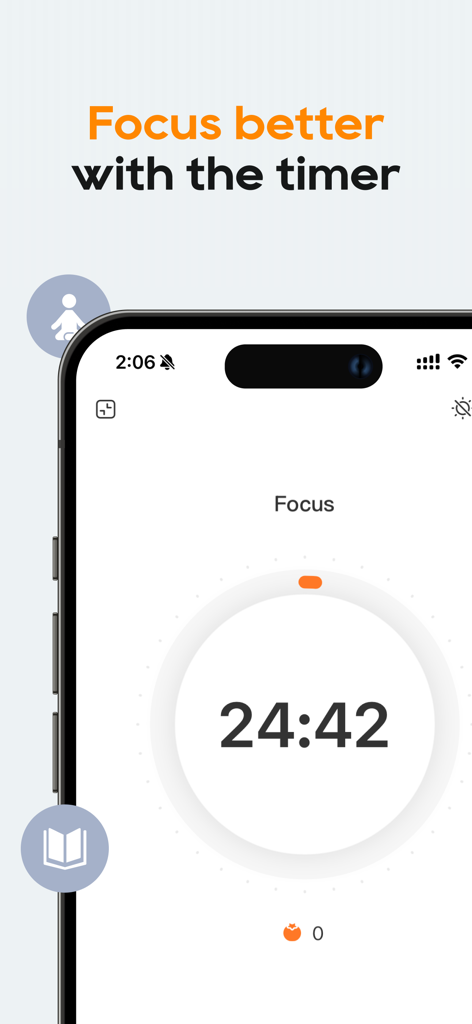 TimePlanner : Tasks & Habits - Schermata del timer di focus dell'app TimePlanner con un conto alla rovescia Pomodoro minimalista per il deep work.