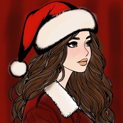 realistic girl in santa hat