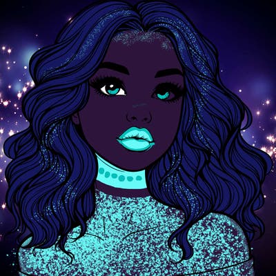 realistic girl with wavy hair and lips