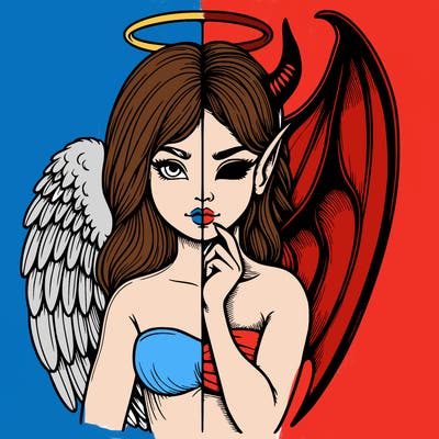 realistic angel half demon