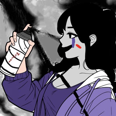 a realistic girl spray, painting