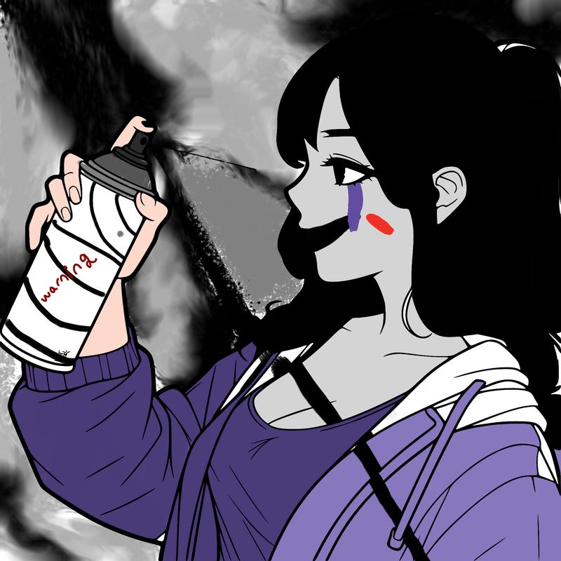 a realistic girl spray, painting