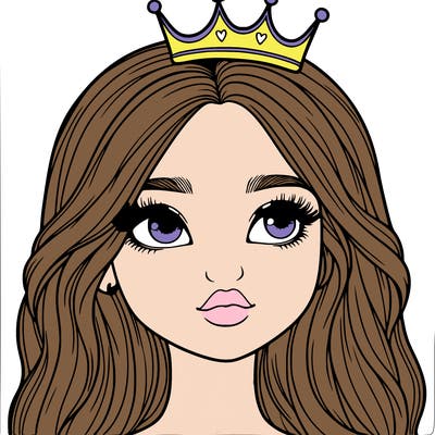 a realistic girl with a crown on
