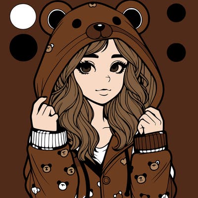 realistic girl in a animal pjs hoodie