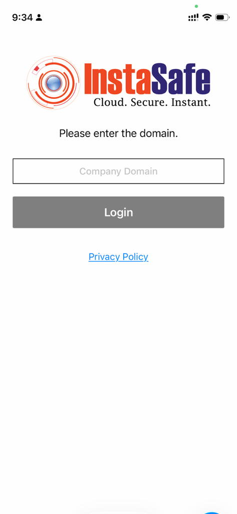 InstaSafe Secure Access - InstaSafe Secure Access login screen requesting company domain