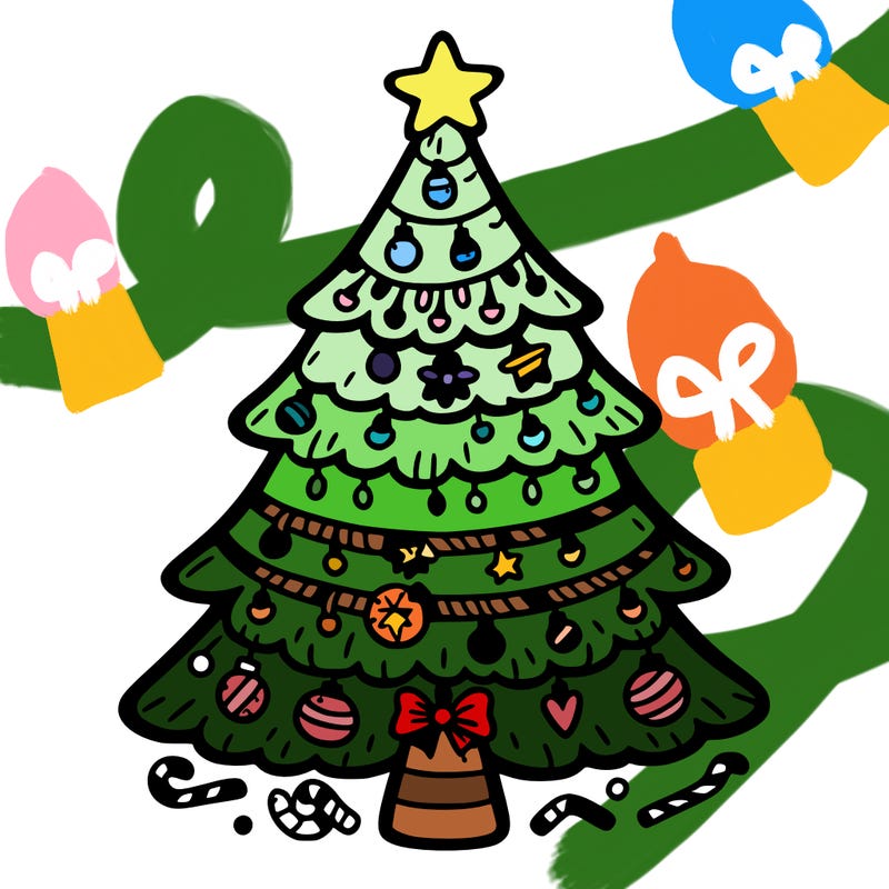 christmas tree with lots of details