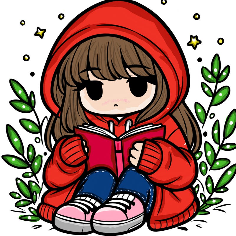 girl in oversized hoodie reading a book