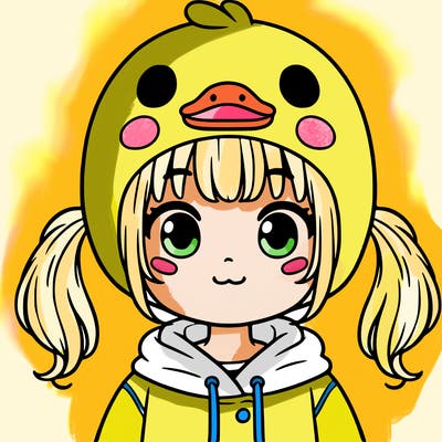 a girl with pig tails and a duck hood