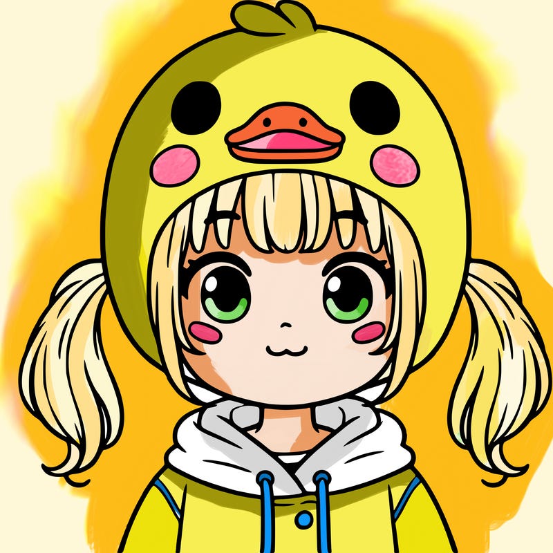 a girl with pig tails and a duck hood