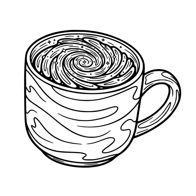 the galaxy night sky brewing inside a mug