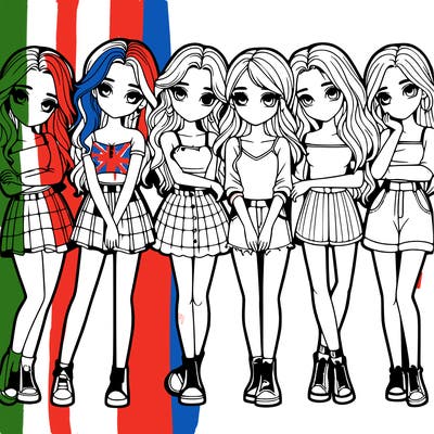 a group of girls realistic