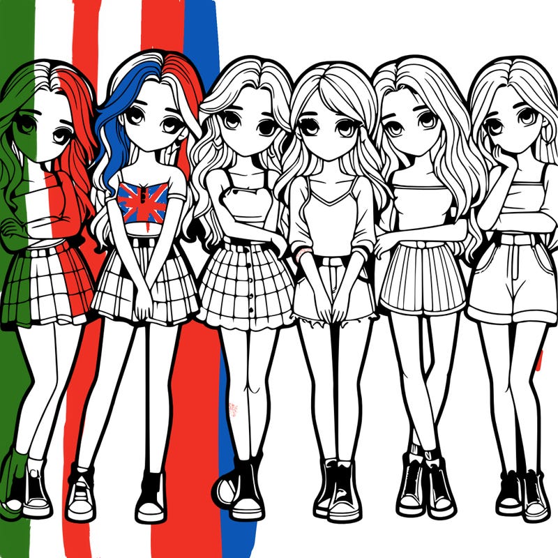 a group of girls realistic