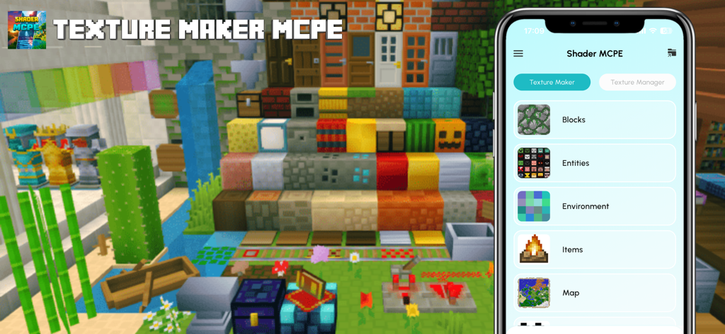 Mobile app interface for creating custom Minecraft textures and blocks