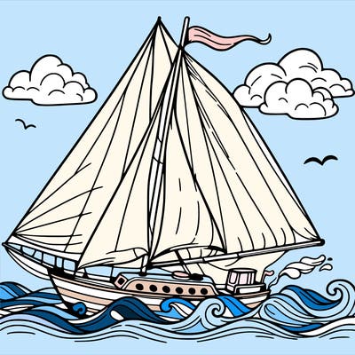 sailingboat in lineart