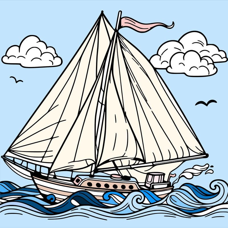 sailingboat in lineart