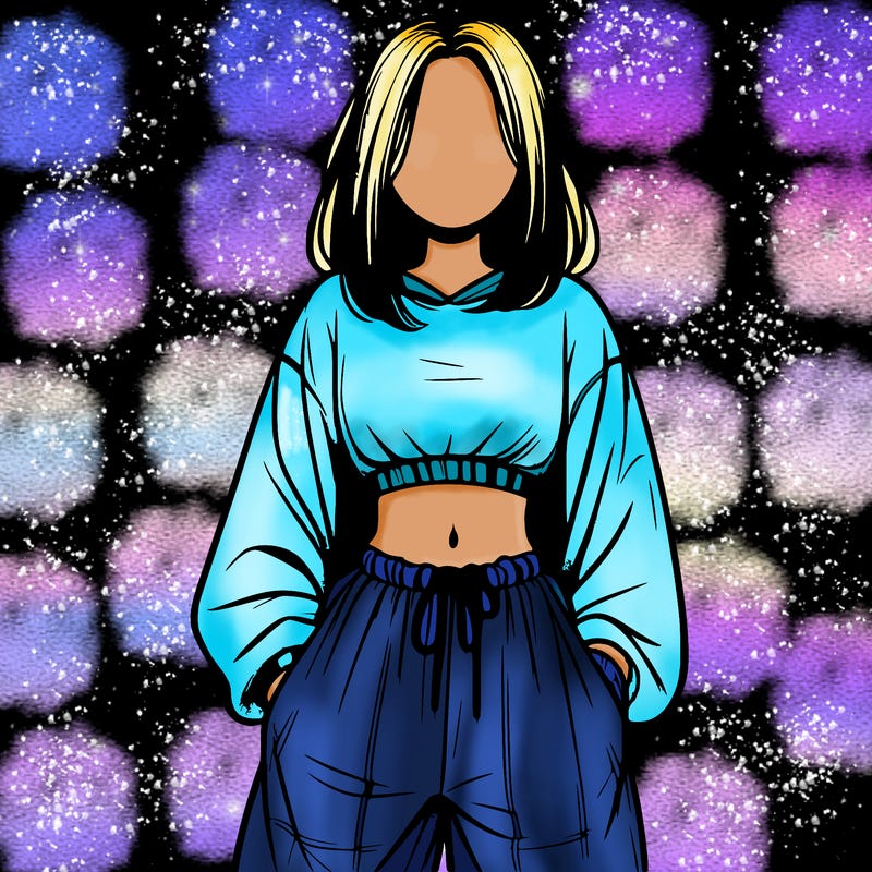 realistic girl faceless with baggy pants and a crop top