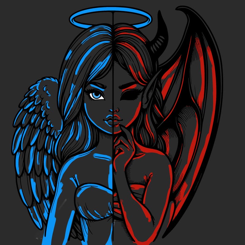 realistic angel half demon